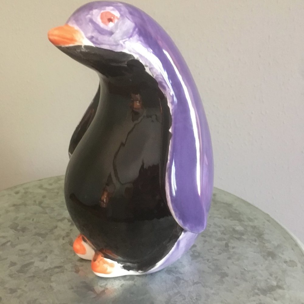 Ceramic Hand Painted Penguin. Signed